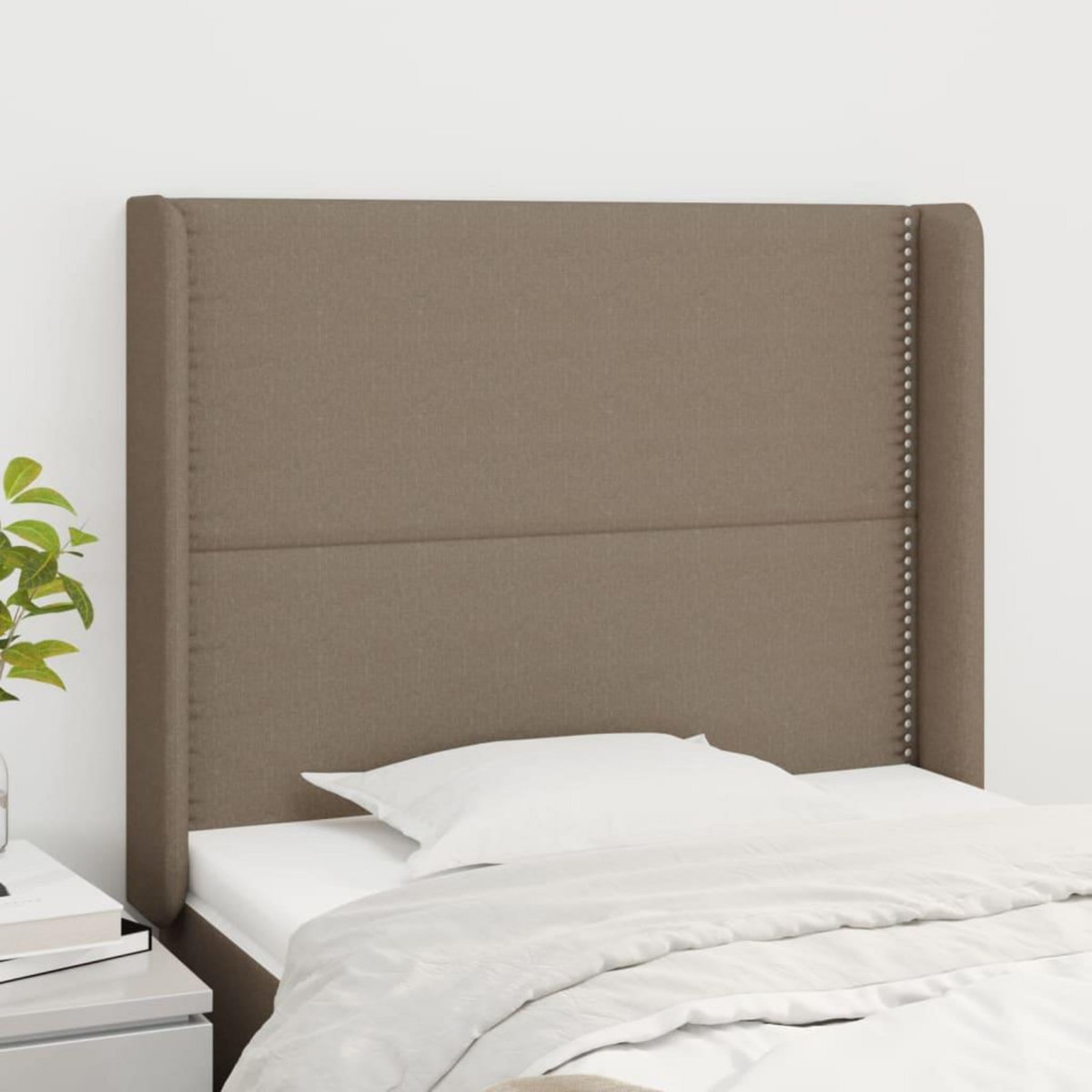 VIDAXL Tete de lit avec oreilles Taupe 103x16x118/128 cm Tissu