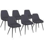 ID MARKET Lot de 6 chaises THALYA en tissu gris avec accoudoirs