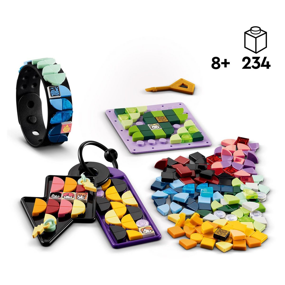 LEGO DOTS 41808 - Ensemble d&rsquo;accessoires Poudlard, Jouet Création de Bijoux sur Harry Potter avec Bracelet, 2 Étiquettes et Plaque