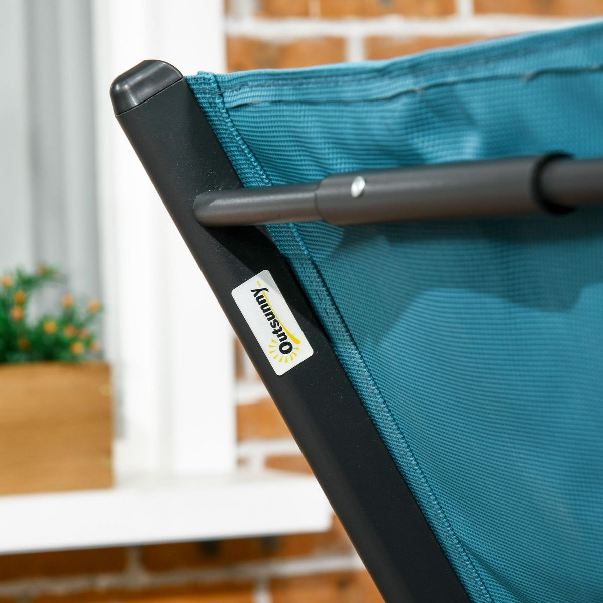 OUTSUNNY Bain de soleil transat inclinable 5 positions - tétière, 2 roulettes - alu. textilène bleu