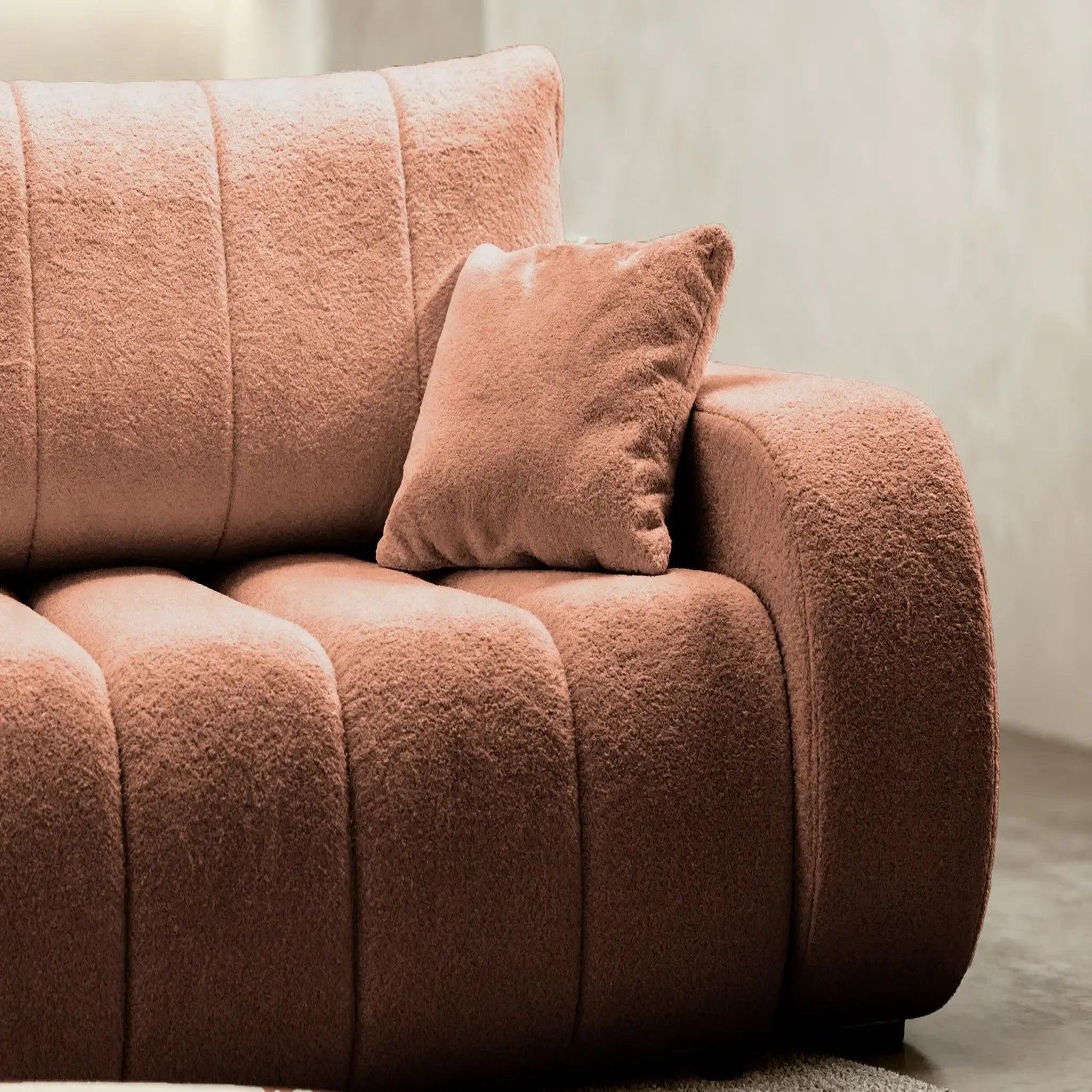 Voir la diapositive 6 : CASANOVA PARIS Celeste - canapé droit convertible tissu bouclette 3 places