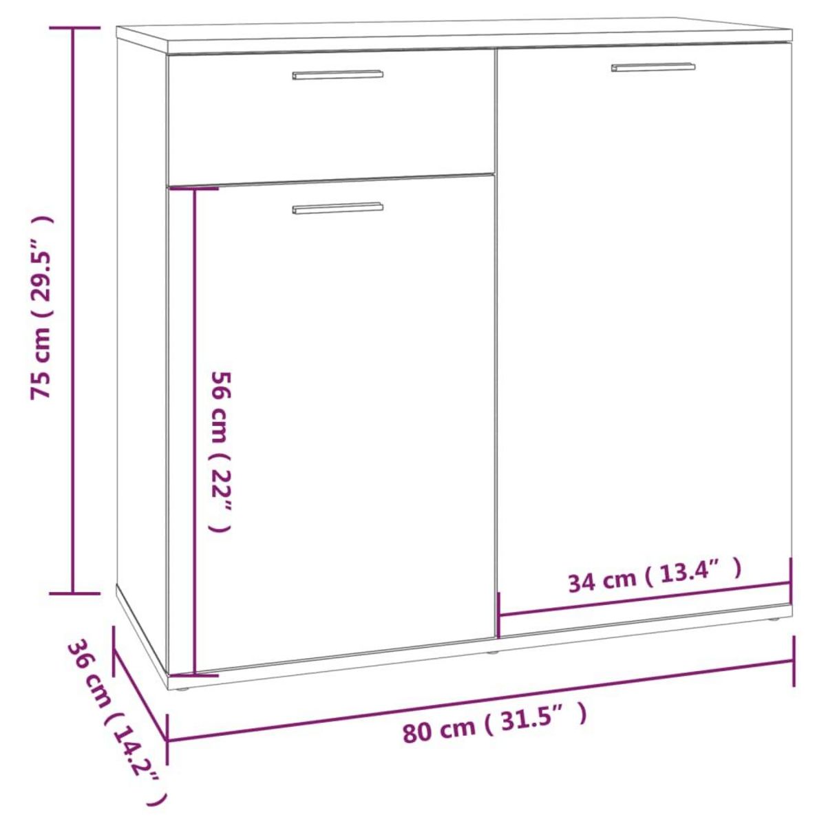 VIDAXL Buffet Chene fume 80x36x75 cm Bois d'ingenierie