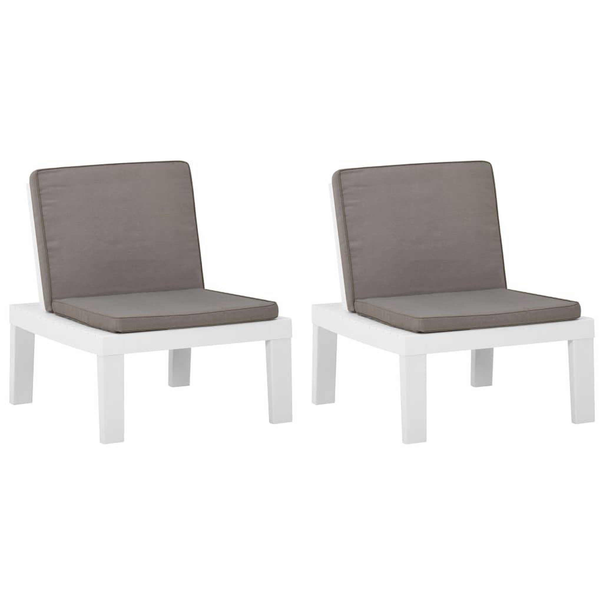 Voir la diapositive 2 : VIDAXL Chaises de salon de jardin et coussins lot de 2 Plastique Blanc