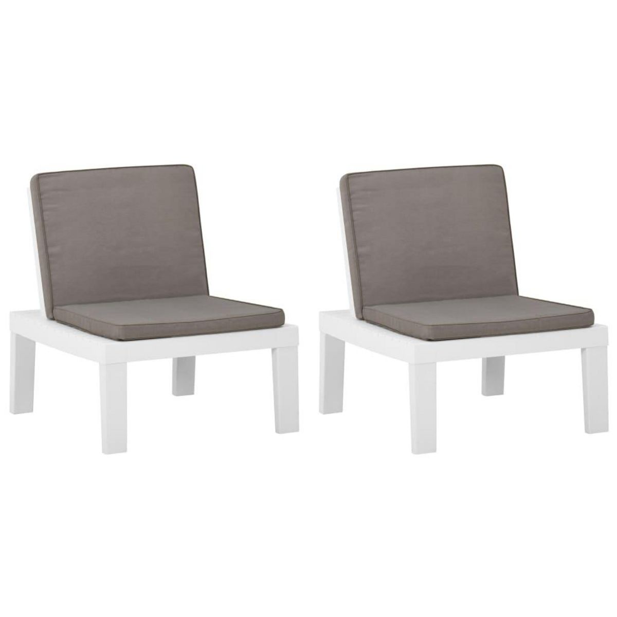 VIDAXL Chaises de salon de jardin et coussins lot de 2 Plastique Blanc