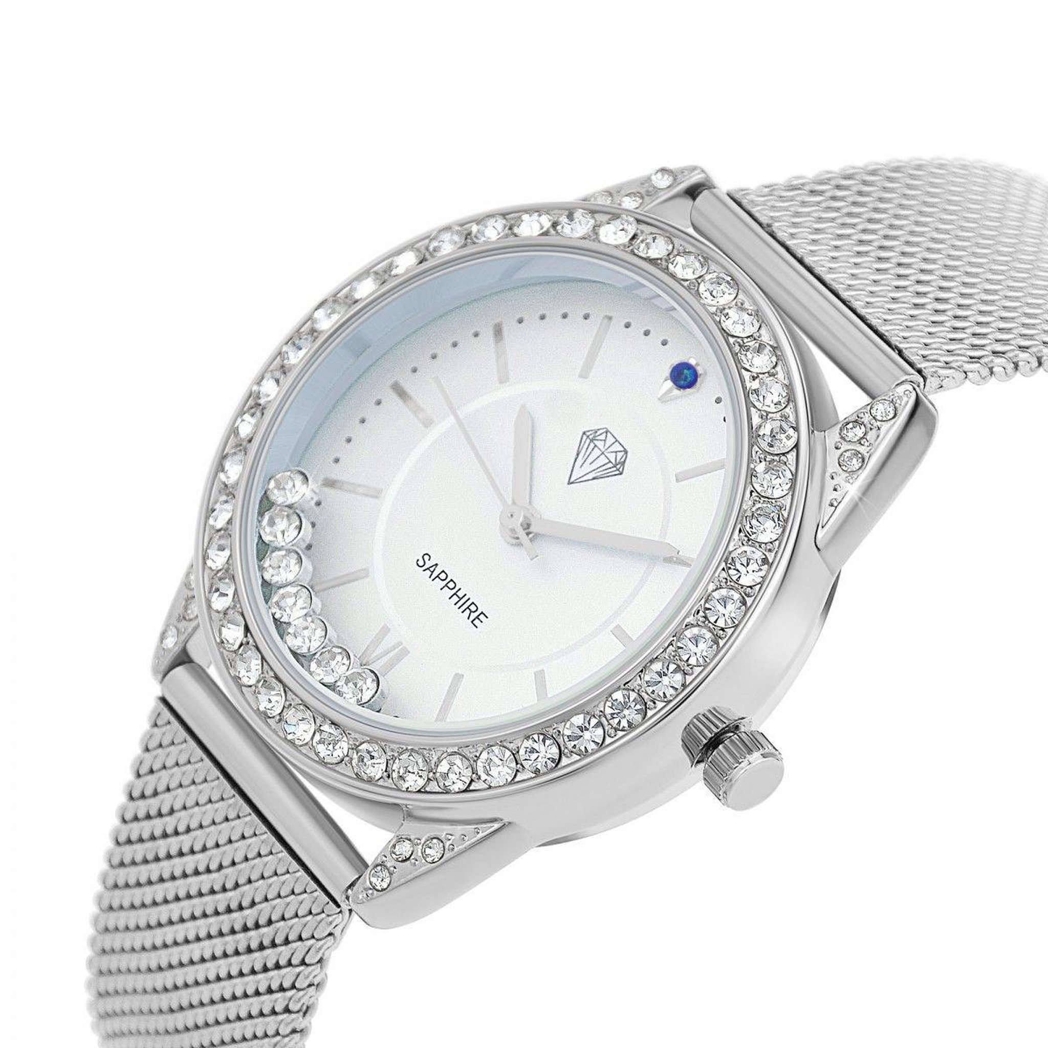 Voir la diapositive 3 : SC CRYSTAL Montre Elly élégante ornée d'un saphir et de cristaux scintillants par SC Crystal