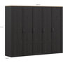 Voir la diapositive 6 : MARKET24 Armoire de chambre - BOHOL - Décor Chene et Noir - 5 portes battantes - L265,6 x P59,6 x H214 cm