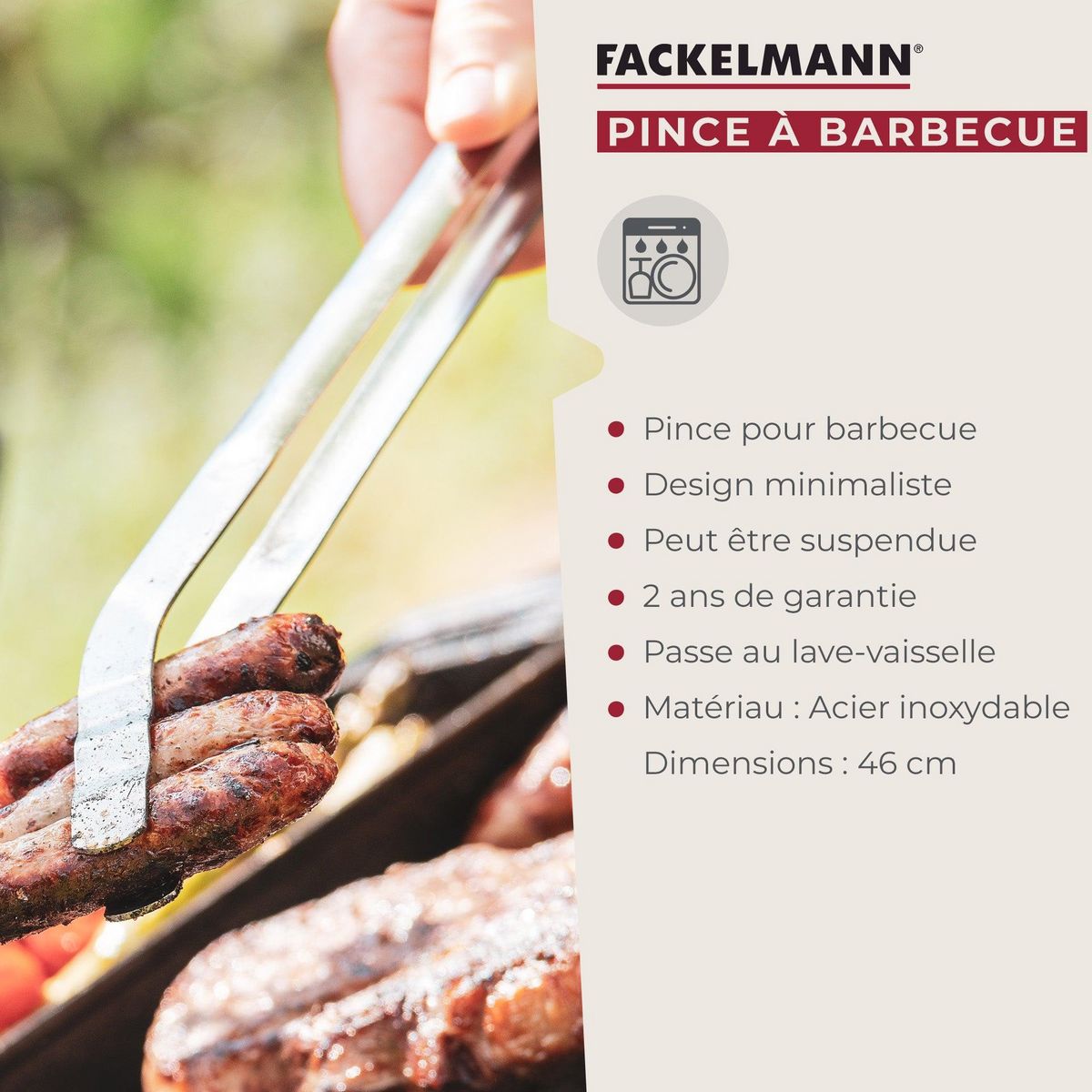 FM PROFESSIONAL Pince à barbecue acier inoxydable 46 cm FM Professionnal