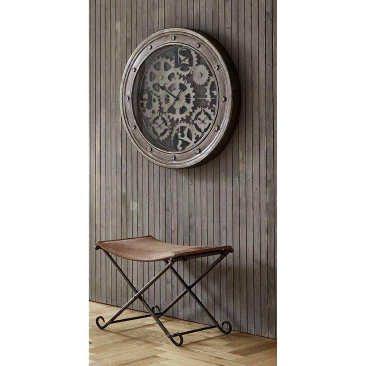 Paris Prix Tabouret Pliable en Cuir  Rodéo  58cm Marron