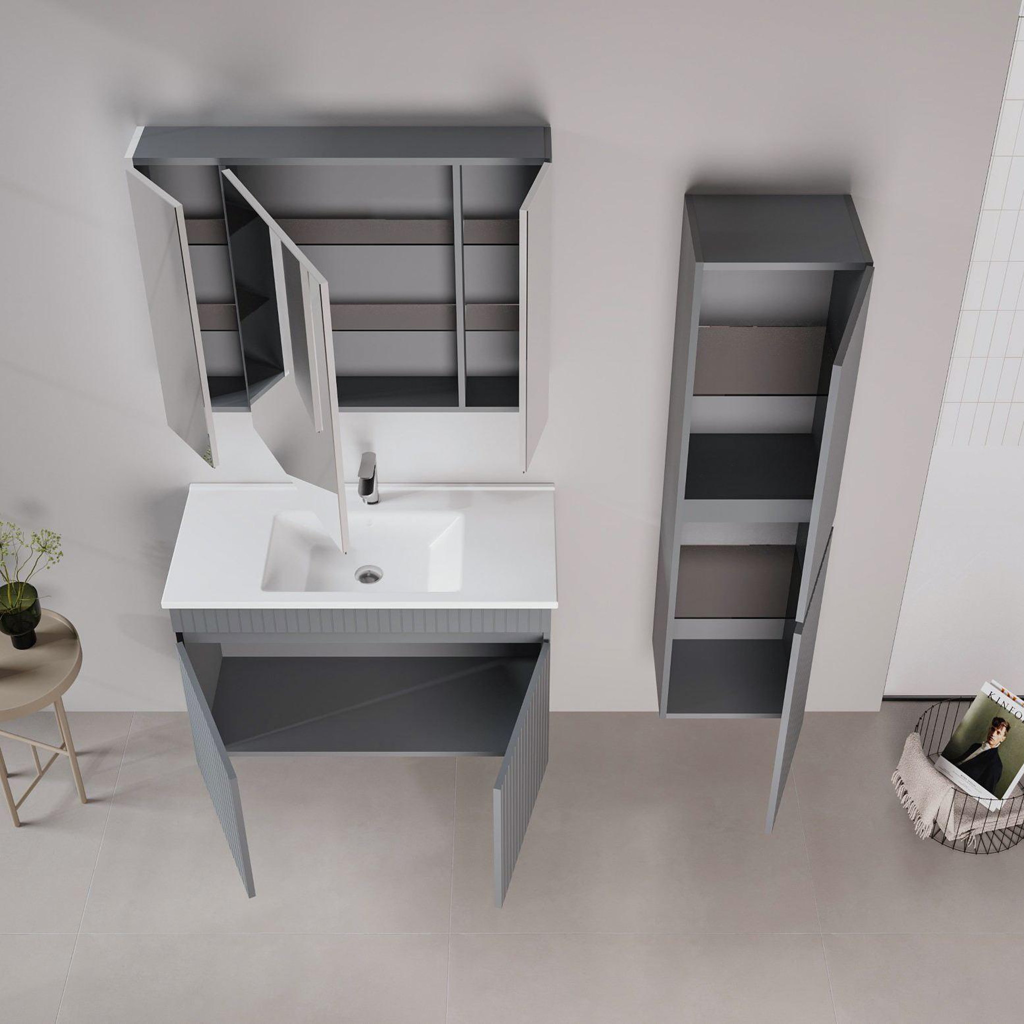 Voir la diapositive 3 : Habitat et Jardin Meuble avec simple vasque et miroir  Tivoli 100  - 100 x 45 x 66 cm - Matte Anthracite