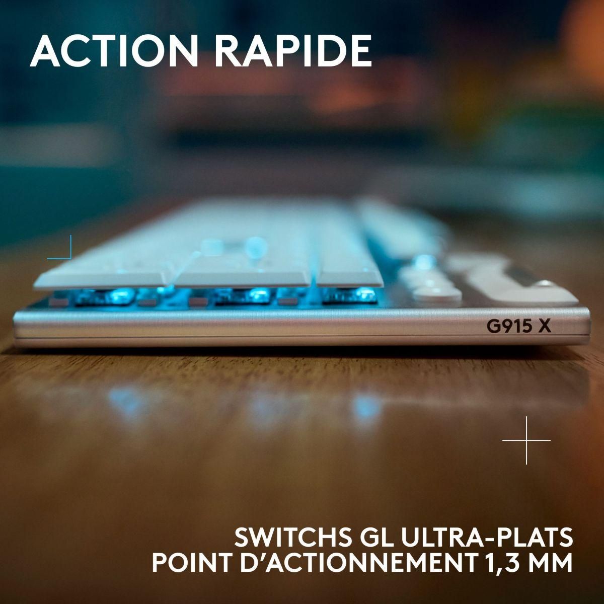 Logitech Clavier gamer sans fil G915 X Lightspeed Tactile Blanc