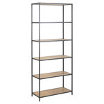 TOILINUX Grande Bibliothèque droite 5 niveaux en MDF et Métal. Coloris disponibles : Beige