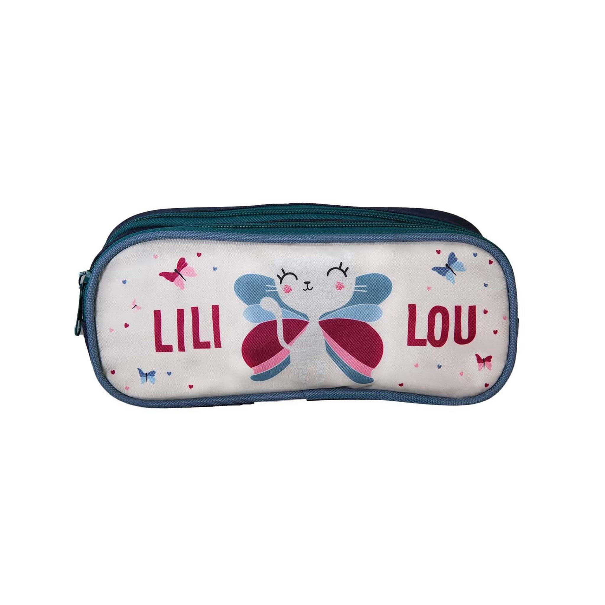 Bagtrotter Lili Lou - Trousse scolaire rectangulaire - Beige - Fille - 2 compartiments