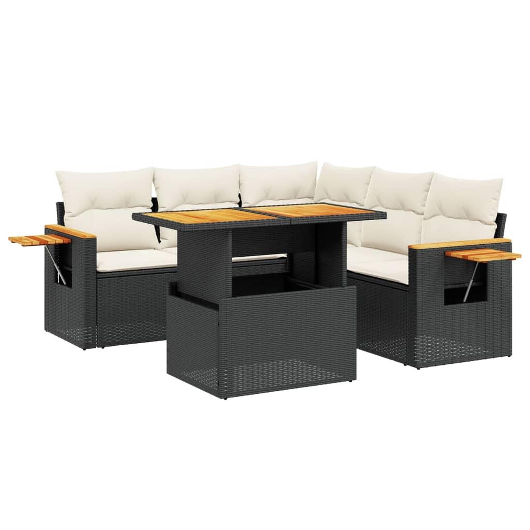 Voir la diapositive 2 : VIDAXL Salon de jardin 6 pcs avec coussins noir resine tressee