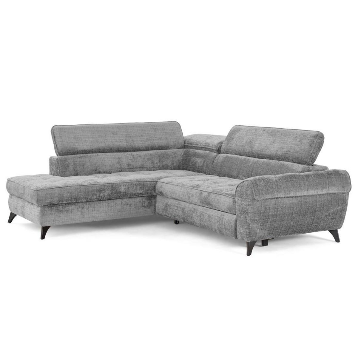 LISA DESIGN Marlo - canapé d'angle gauche 5 places convertible avec coffre et têtières en velours texturé