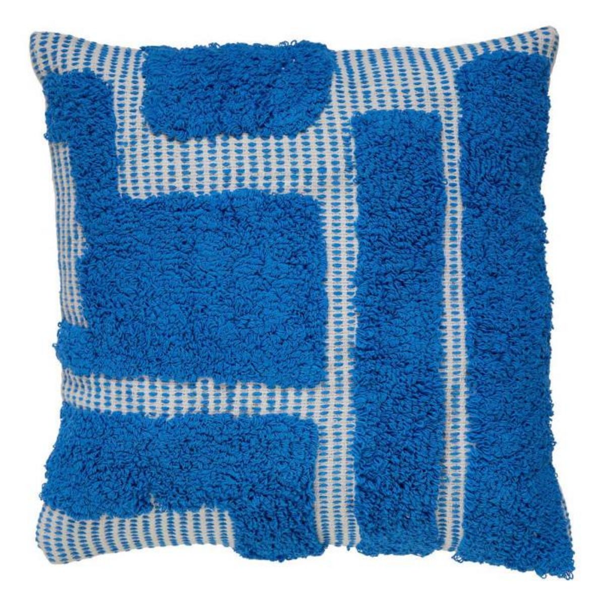 ATMOSPHERA Coussin Déco Tufté  Poppy  50x50cm Bleu