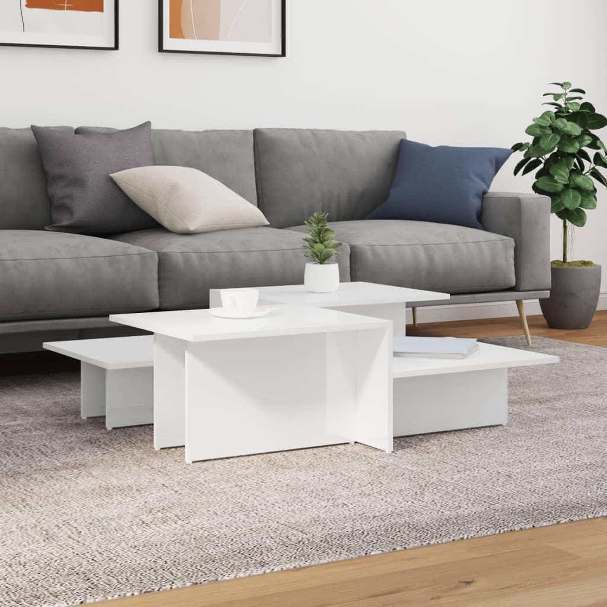 VIDAXL Tables basses 2 pcs blanc brillant bois d'ingenierie