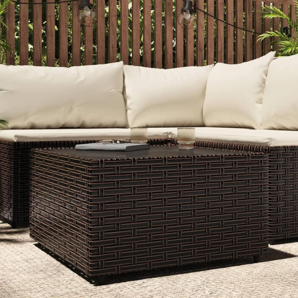 VIDAXL Table basse de jardin carre marron 50x50x30 cm resine tressee