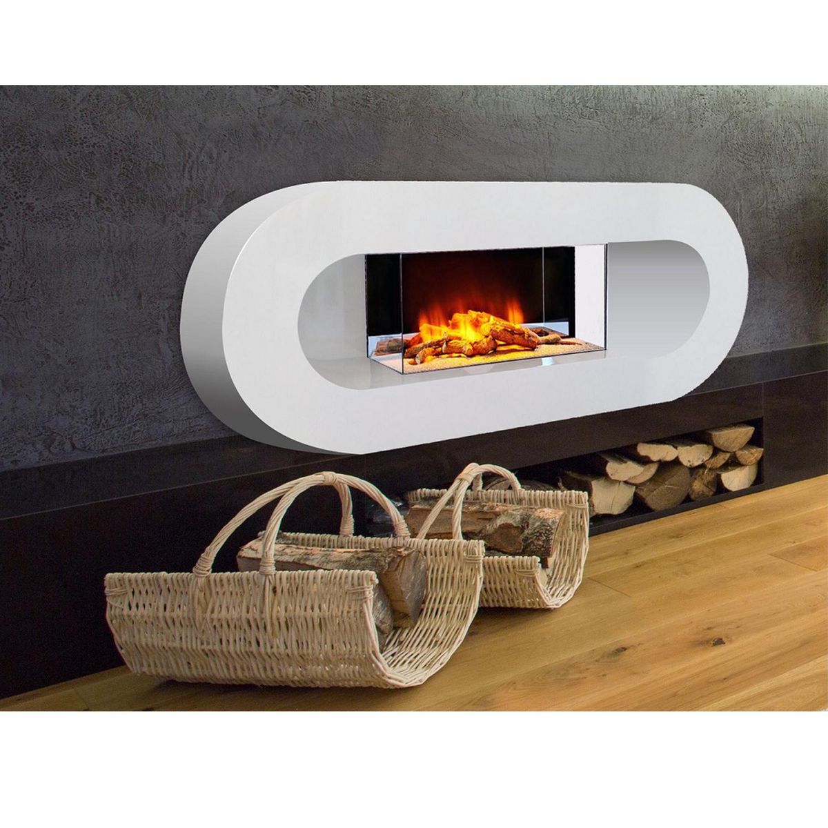 Chemin'arte Cheminée électrique 2000w blanc - ovalia