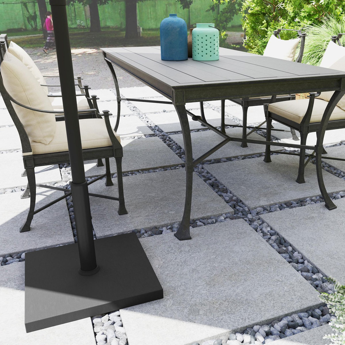 OUTSUNNY Pied de parasol béton 18 Kg mât dia. 38-48 mm - 44 x 44 x 30 cm - noir