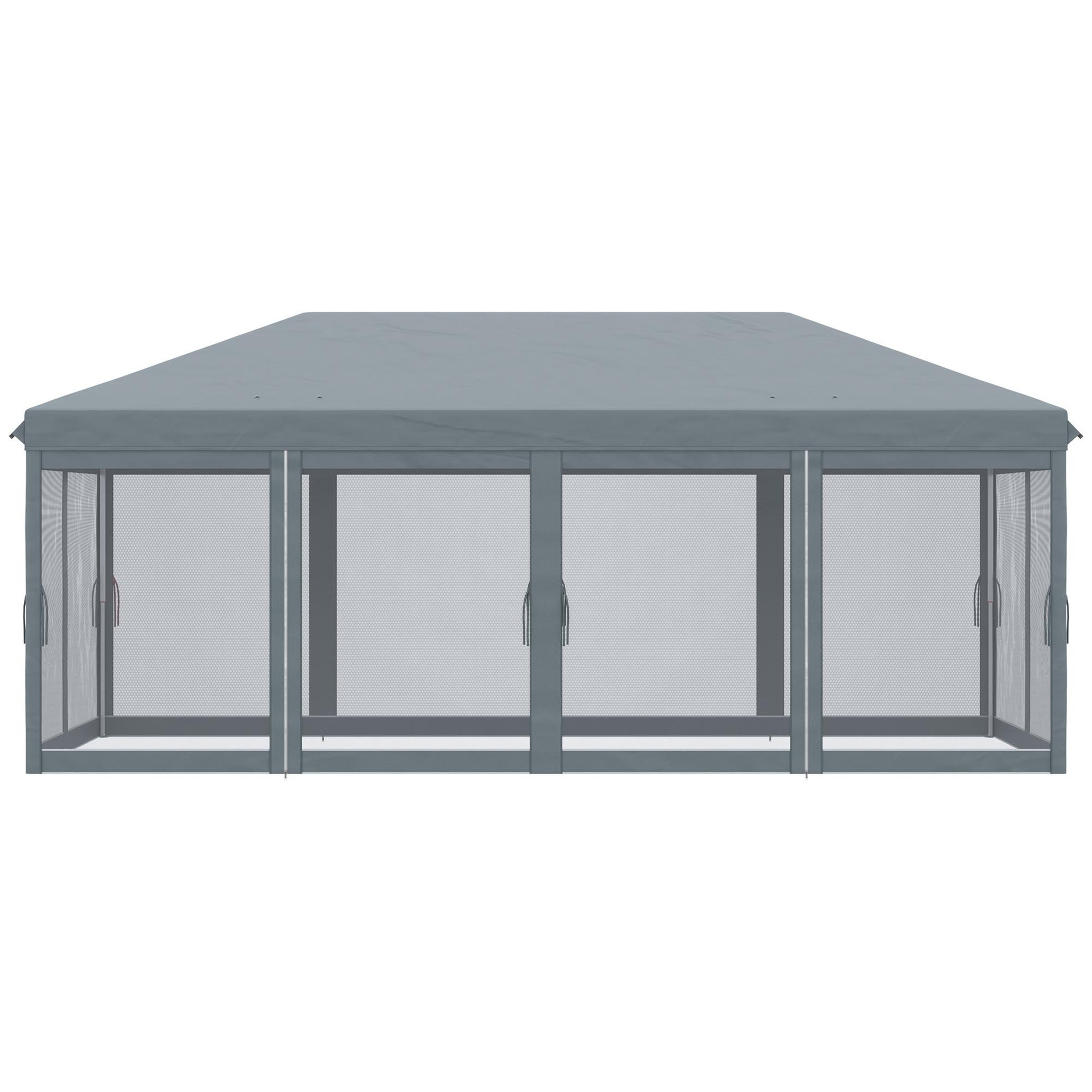 Voir la diapositive 6 : OUTSUNNY Tonnelle barnum pliant style colonial dim. 5,85L x 2,95l x 2,7H m 6 moustiquaires sac de transport gris
