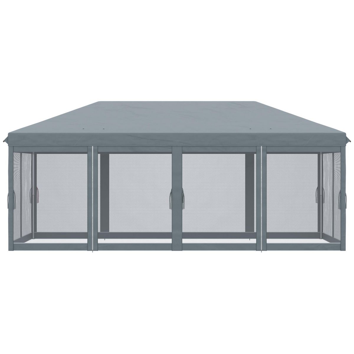 OUTSUNNY Tonnelle barnum pliant style colonial dim. 5,85L x 2,95l x 2,7H m 6 moustiquaires sac de transport gris