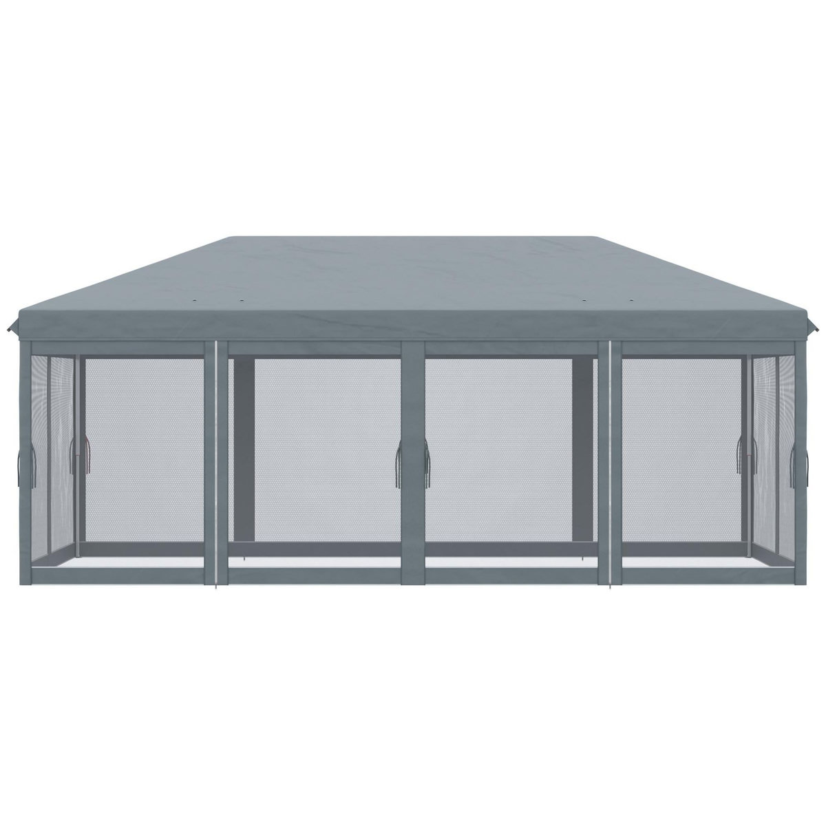 OUTSUNNY Tonnelle barnum pliant style colonial dim. 5,85L x 2,95l x 2,7H m 6 moustiquaires sac de transport gris