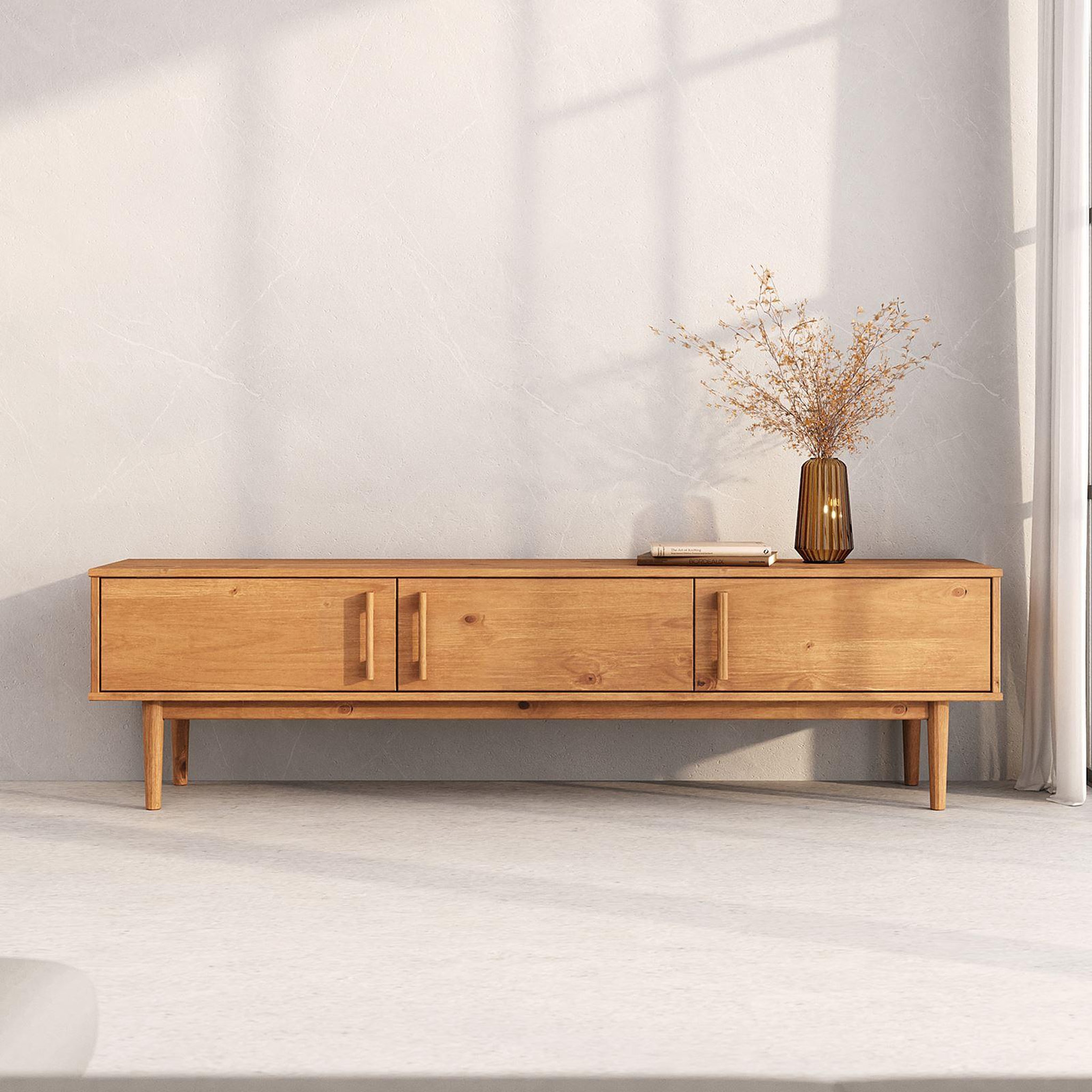Voir la diapositive 2 : IDIMEX Meuble TV TECCA L 180 cm 3 portes en bois massif