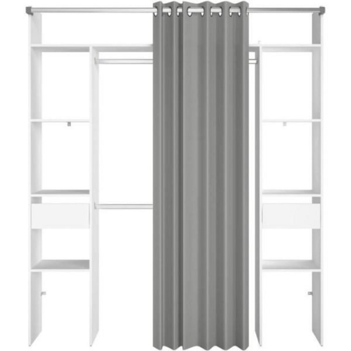 MARKET24 Kit dressing ARTIC EKIPA - Décor mélaminé blanc - 2 penderies + 2 tiroirs - L176 x P48 x H202 cm -Fabriqué en France