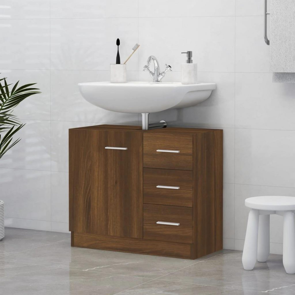 VIDAXL Armoire de lavabo Chene marron 63x30x54 cm Bois d'ingenierie