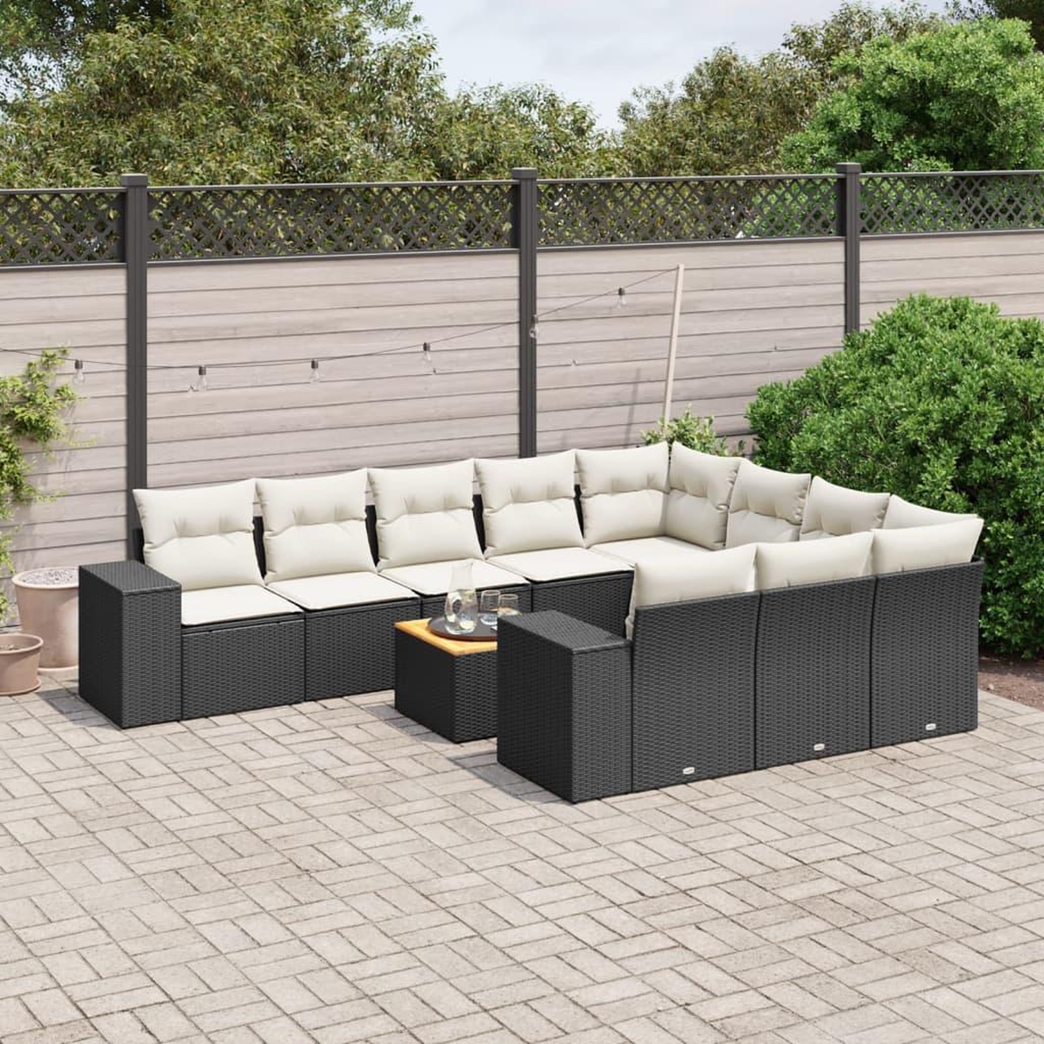 VIDAXL Salon de jardin 11 pcs avec coussins noir resine tressee