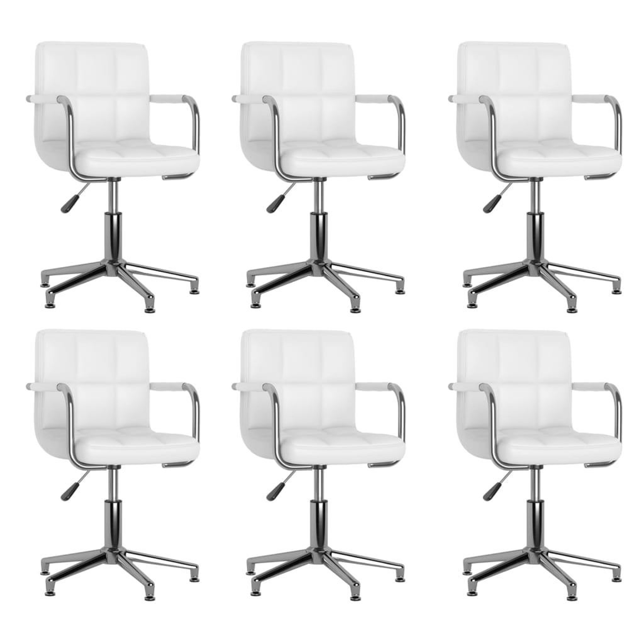 VIDAXL Chaises a manger pivotantes lot de 6 blanc similicuir