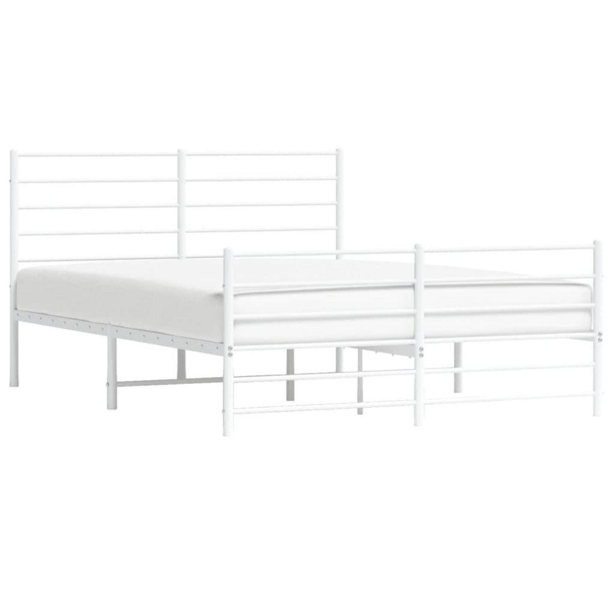 VIDAXL Cadre de lit metal sans matelas et pied de lit blanc 140x190 cm