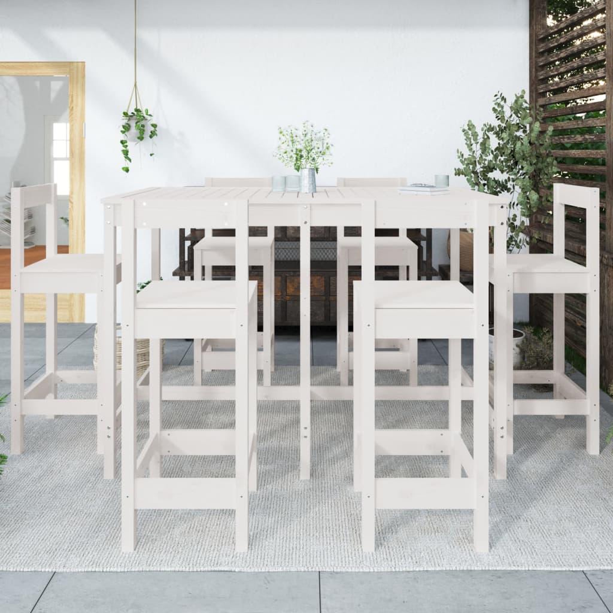 Voir la diapositive 3 : VIDAXL Ensemble de bar de jardin 7 pcs blanc bois de pin massif
