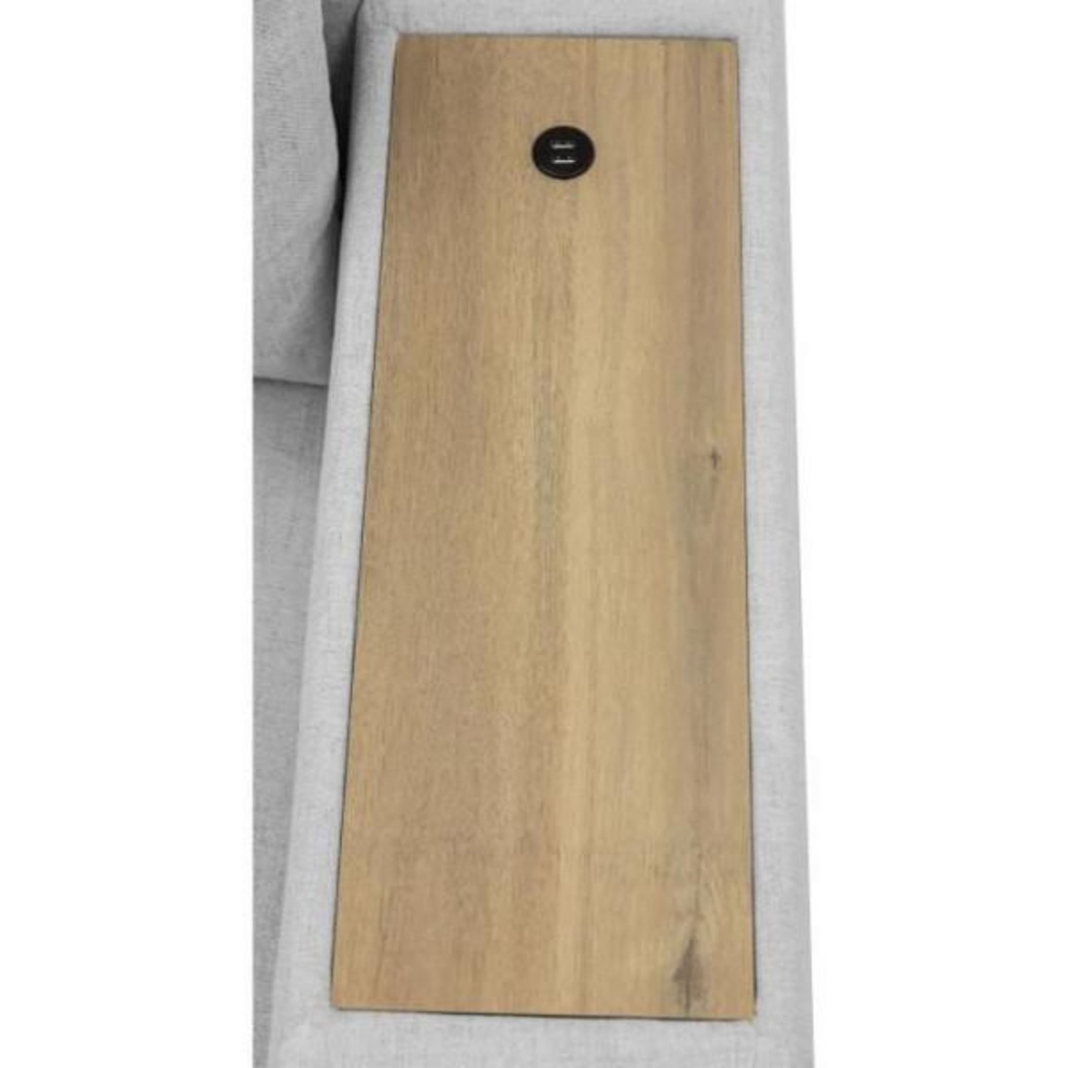 MARKET24 Canapé d'angle convertible réversible VALDO 3 a 4 places - Tissu Souris - Tablette avec USB - Coffre + Pouf - L247xP143xH86 cm