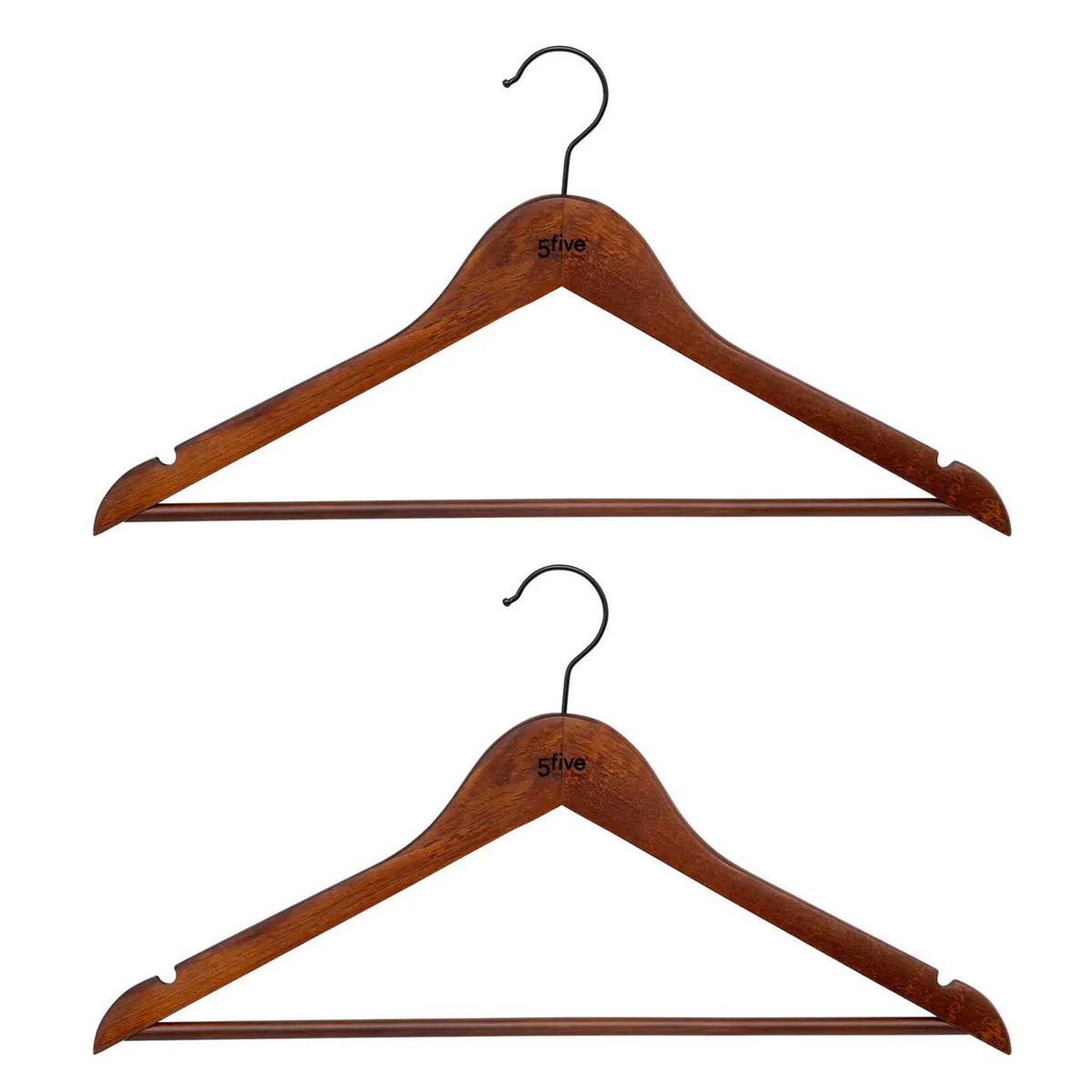 FIVE Lot de 2 cintres en bois  vintage  44cm marron