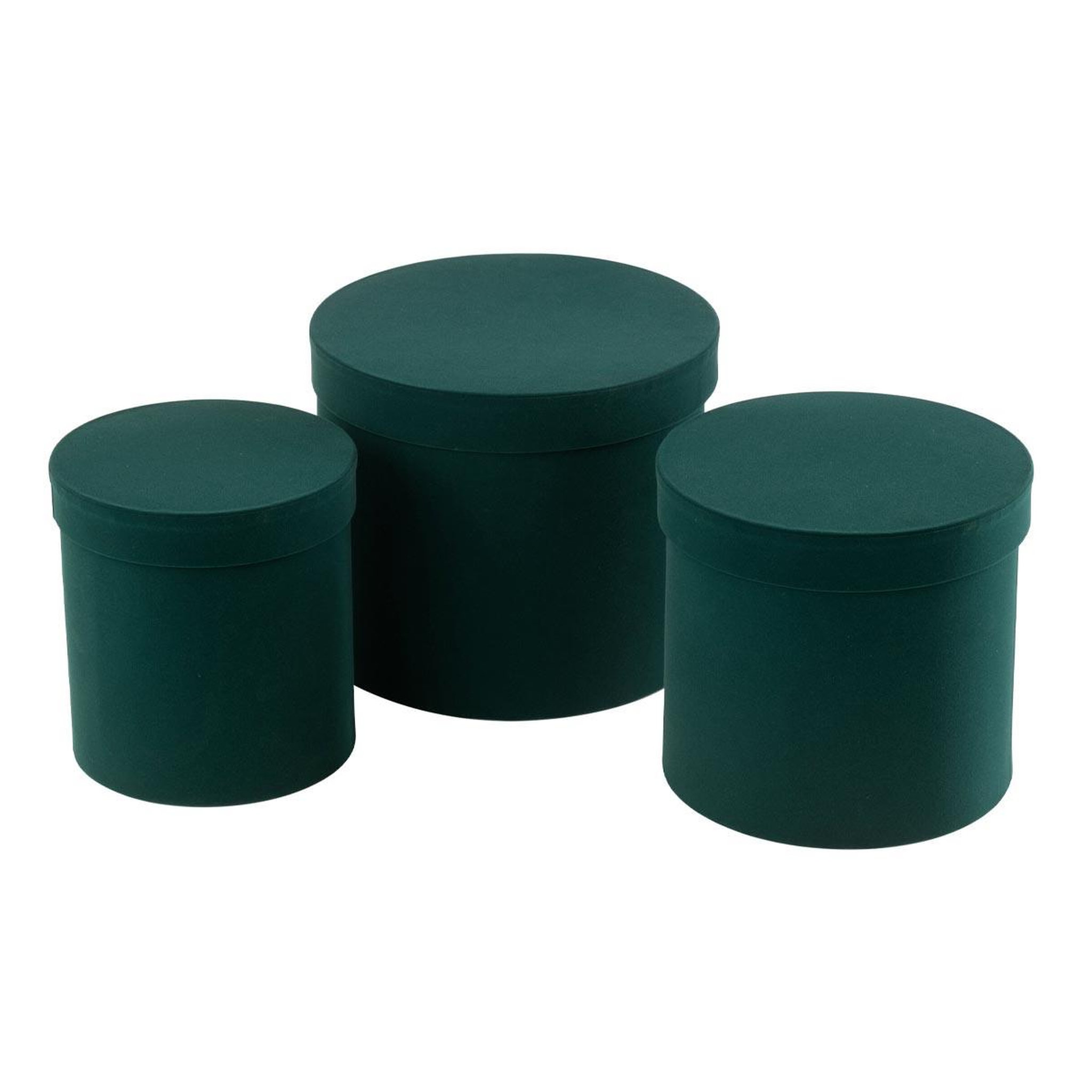 J-LINE Lot de 3 boîtes de rangement rondes  vaughn  27cm vert