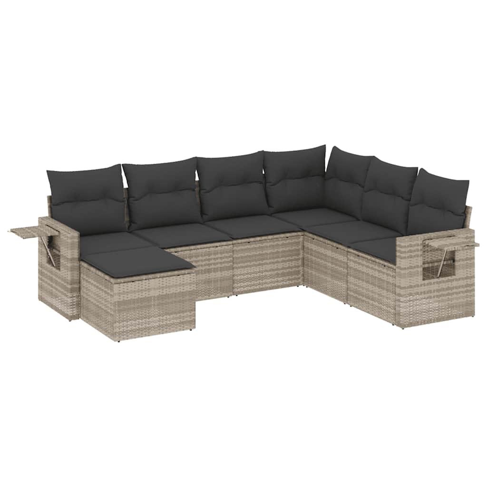 Voir la diapositive 2 : VIDAXL Salon de jardin avec coussins 7 pcs gris clair resine tressee