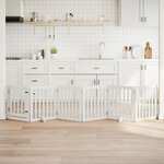 VIDAXL Barriere pour chiens et porte 6 panneaux blanc bois de peuplier