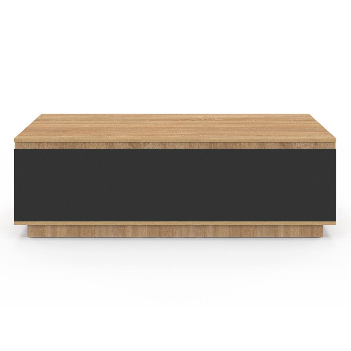 ID MARKET Table basse TOMI 110 cm avec porte façon hêtre et noir