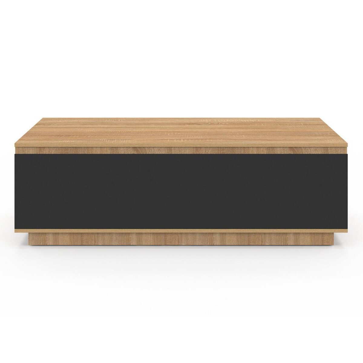 ID MARKET Table basse TOMI 110 cm avec porte façon hêtre et noir