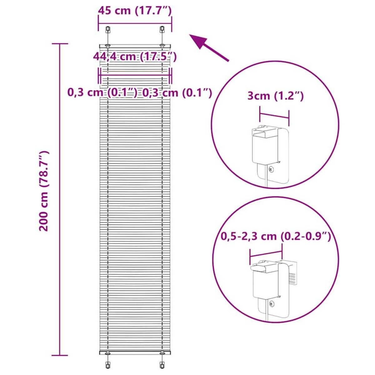 VIDAXL Store plisse bleu 45x200 cm largeur du tissu 44,4 cm polyester