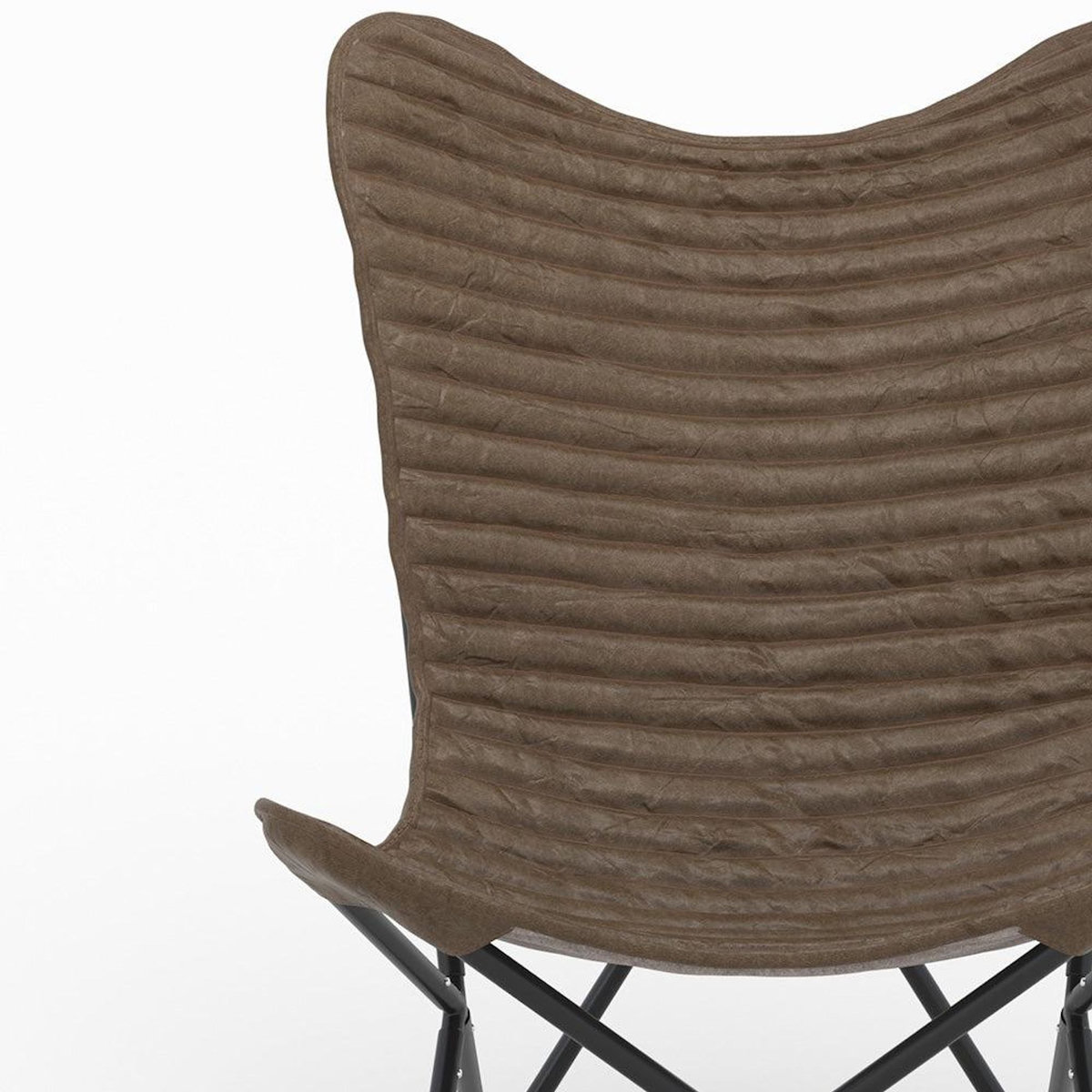 MAISON PAVANE Fauteuil papillon en cuir de chèvre marron-Octave