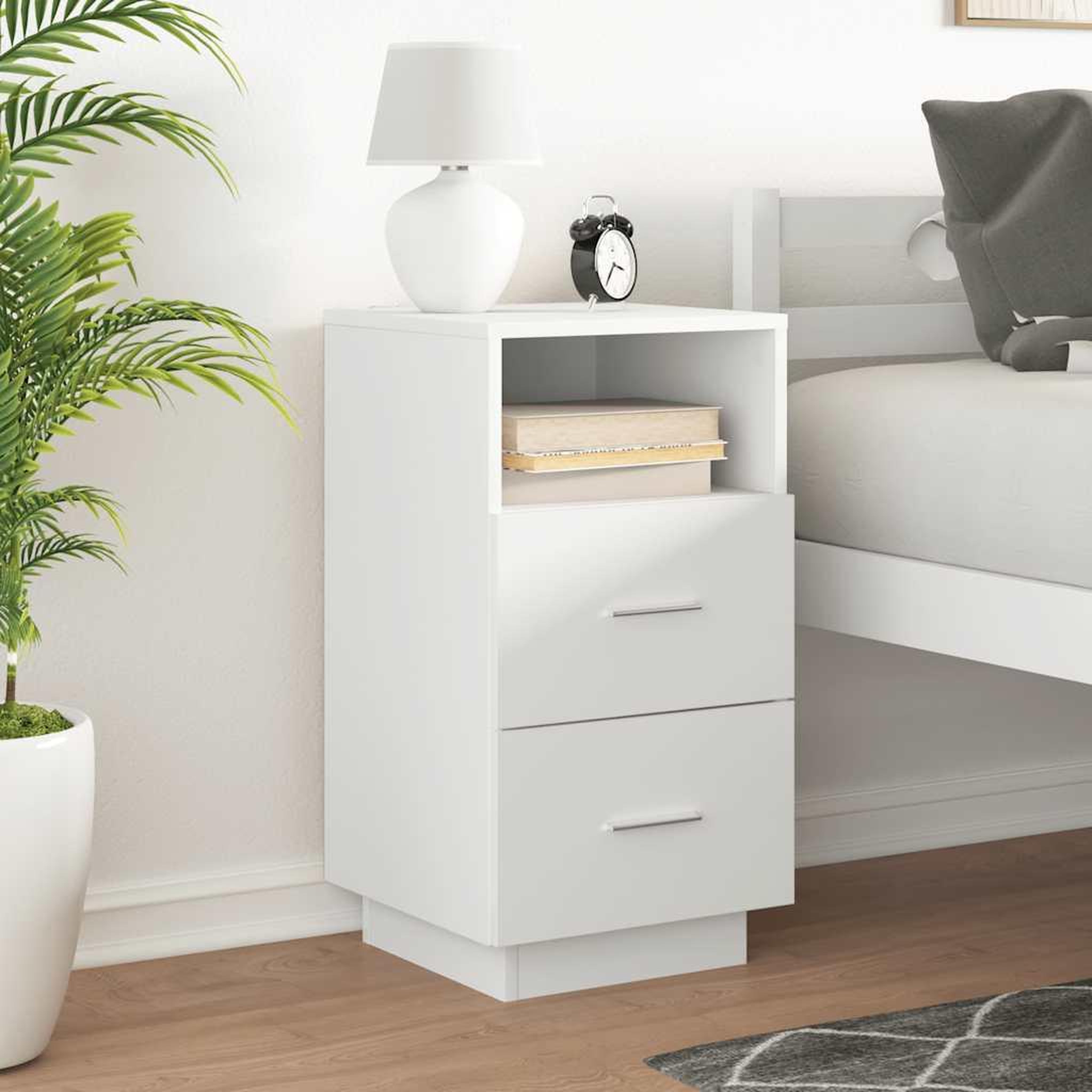 Voir la diapositive 3 : VIDAXL Table de chevet avec 2 tiroirs blanc 36x36x68 cm