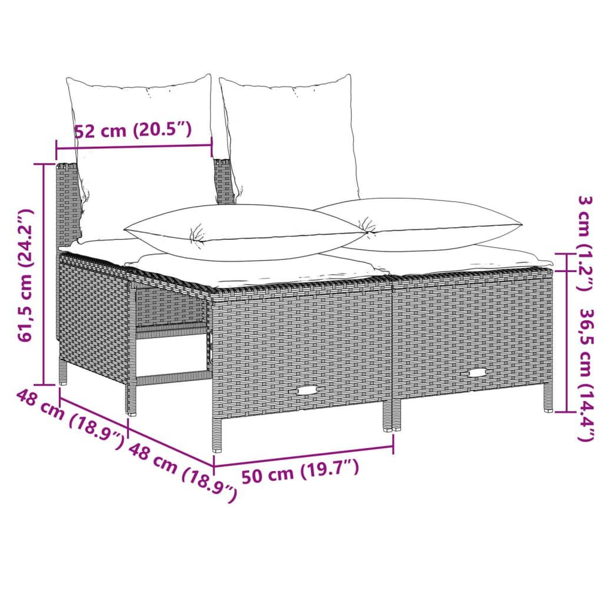 Voir la diapositive 6 : VIDAXL Salon de jardin 4 pcs avec coussins gris clair resine tressee