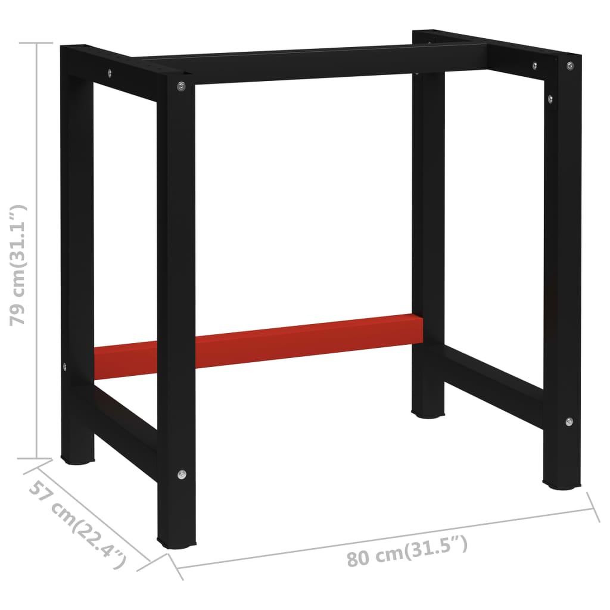 Voir la diapositive 6 : VIDAXL Cadre de banc de travail Metal 80x57x79 cm Noir et rouge
