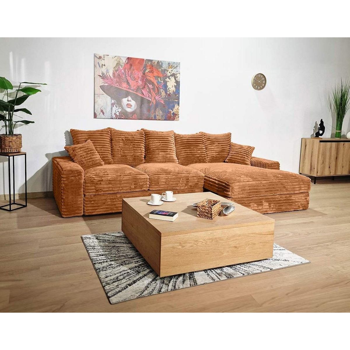 LISA DESIGN Andy - canapé d'angle droit 5 places en fausse fourrure côtelée