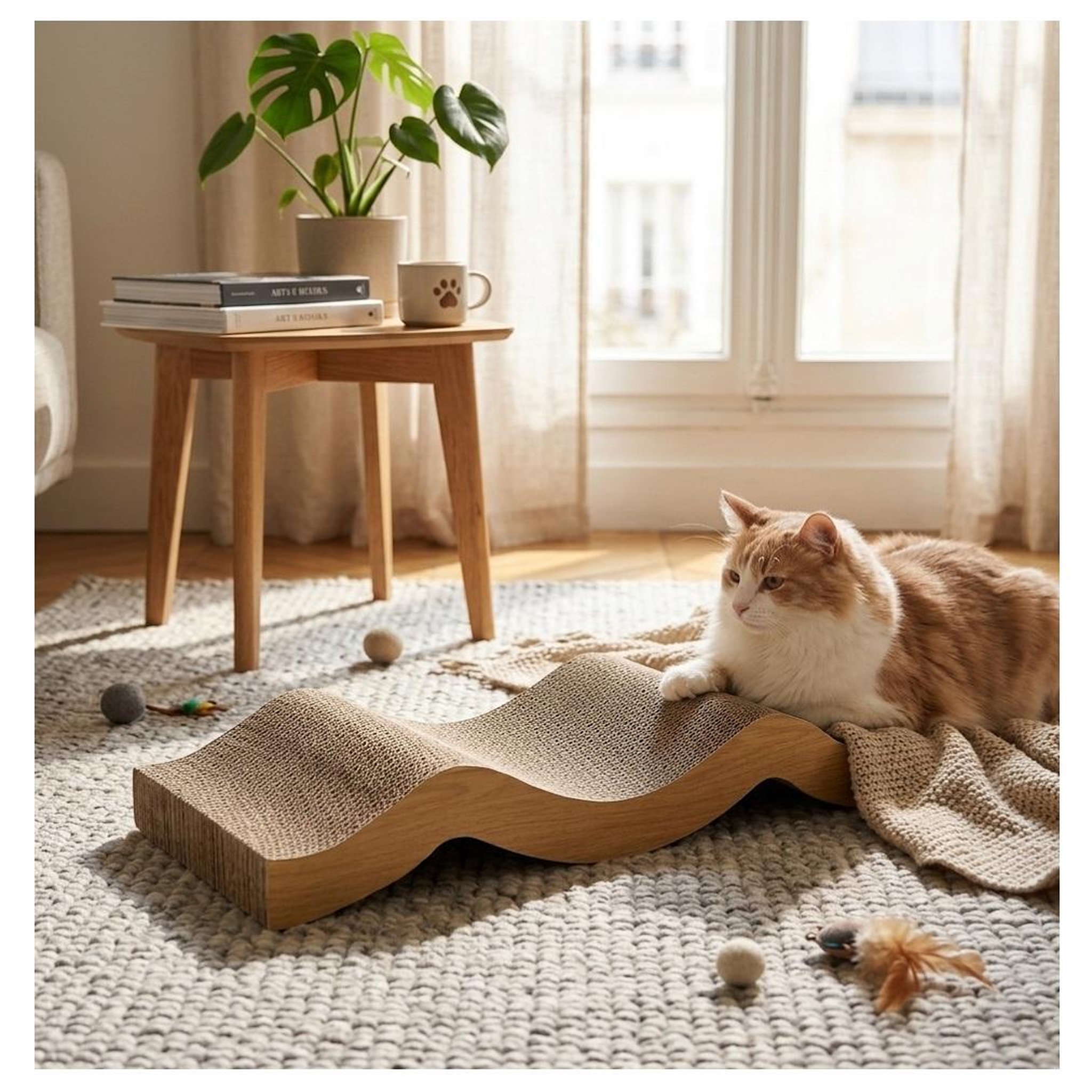 Voir la diapositive 2 : Eden Carton a griffer pour chat vague double face