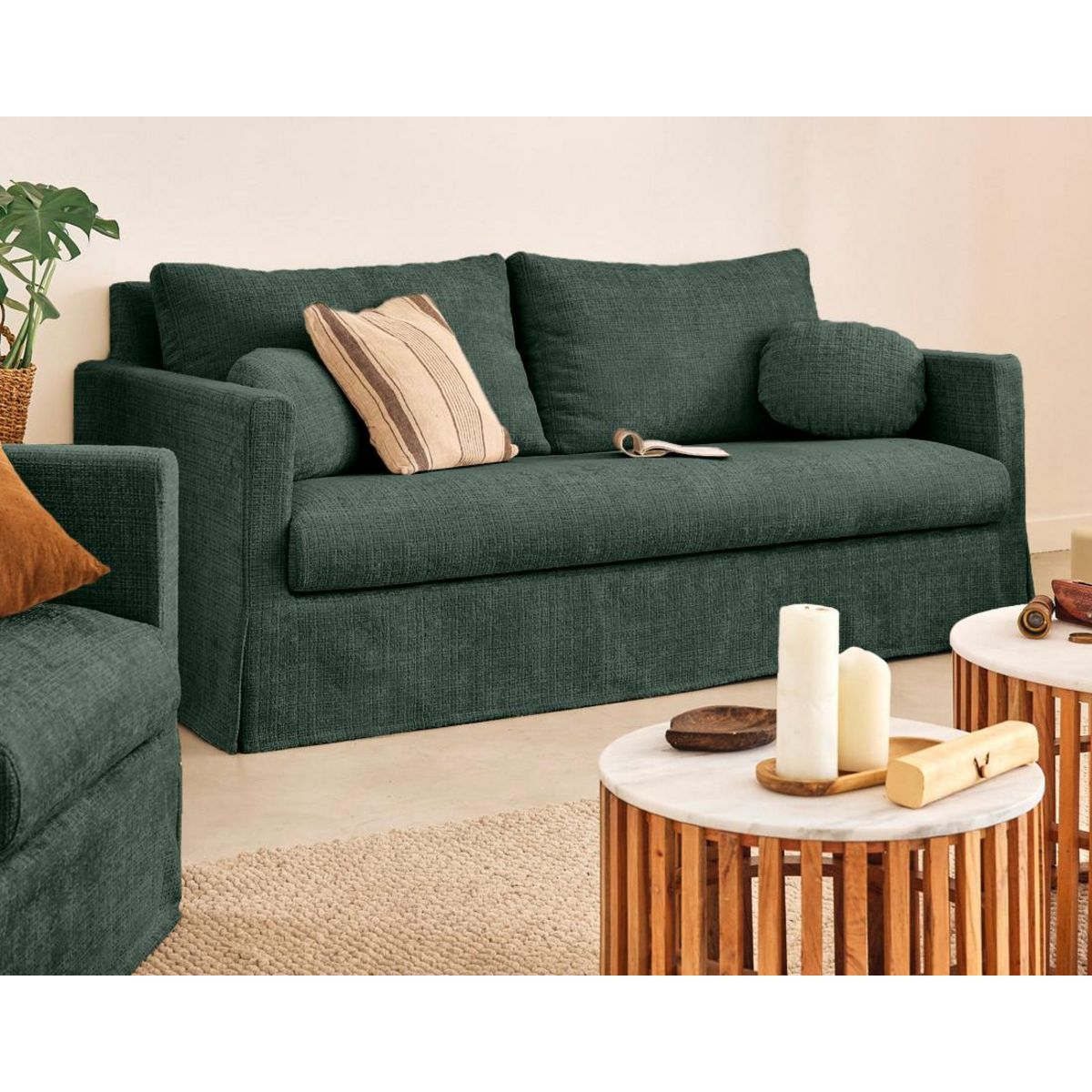 LISA DESIGN Serena - canapé droit déhoussable 3 places en velours texturé