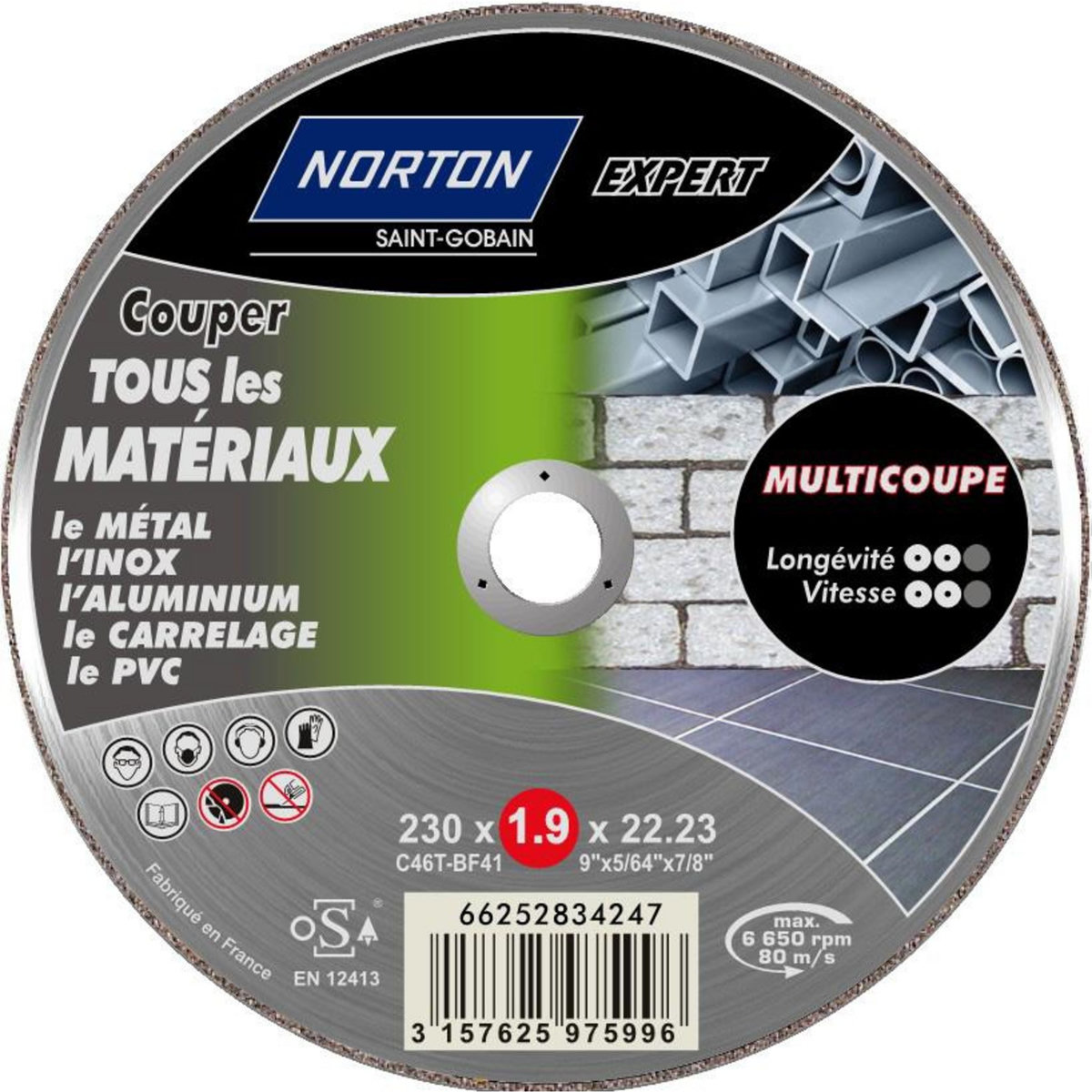 Norton Disque multi-coupes pour multimatière NORTON, Diam.230 mm