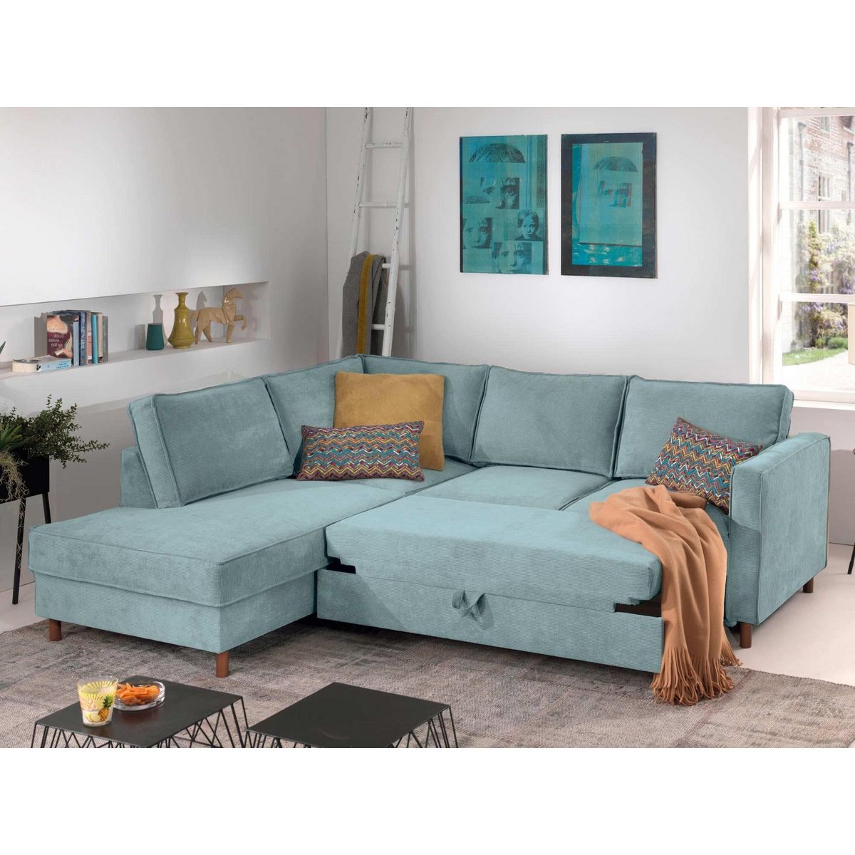 LISA DESIGN Jake - canapé d'angle gauche - convertible - 5 places - en velours côtelé